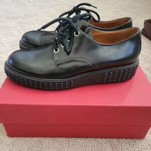 VALENTINO Lug Black Lace Up STUDDED Derby shoes 40 10